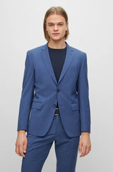BOSS Slim-Fit Suit in Melange L.Blue Stretch Virgin Wool  50489347-479