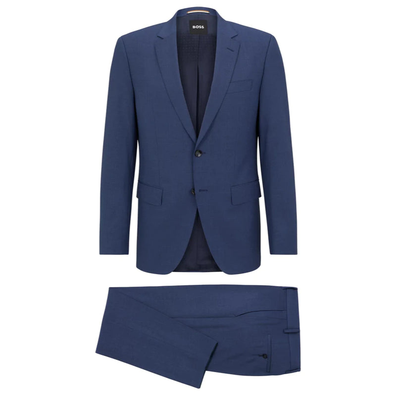 BOSS Slim-Fit Suit in Melange L.Blue Stretch Virgin Wool  50489347-479