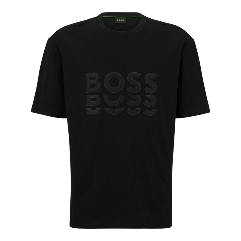 BOSS Cotton-Jersey Regular-Fit T-Shirt With Tonal Logos In Black