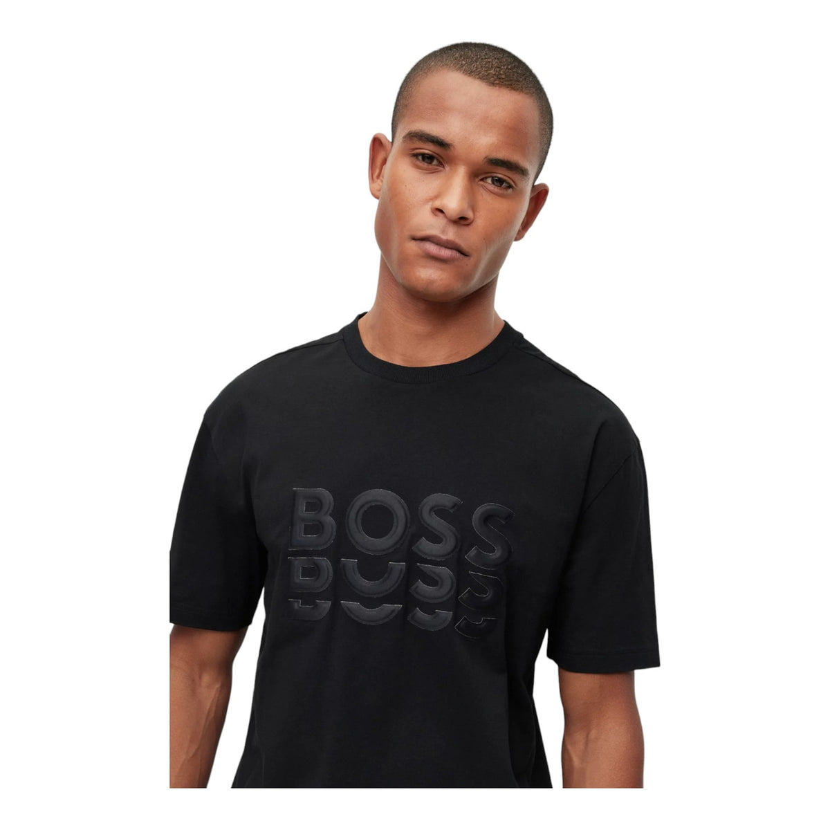BOSS Cotton-Jersey Regular-Fit T-Shirt With Tonal Logos In Black