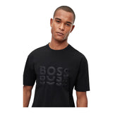 BOSS Cotton-Jersey Regular-Fit T-Shirt With Tonal Logos In Black