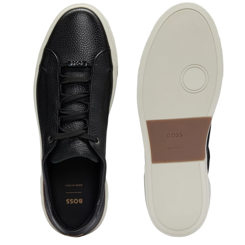 Boss Grained leather Trainers with Contrasting Details Black 50504331 001 41 8