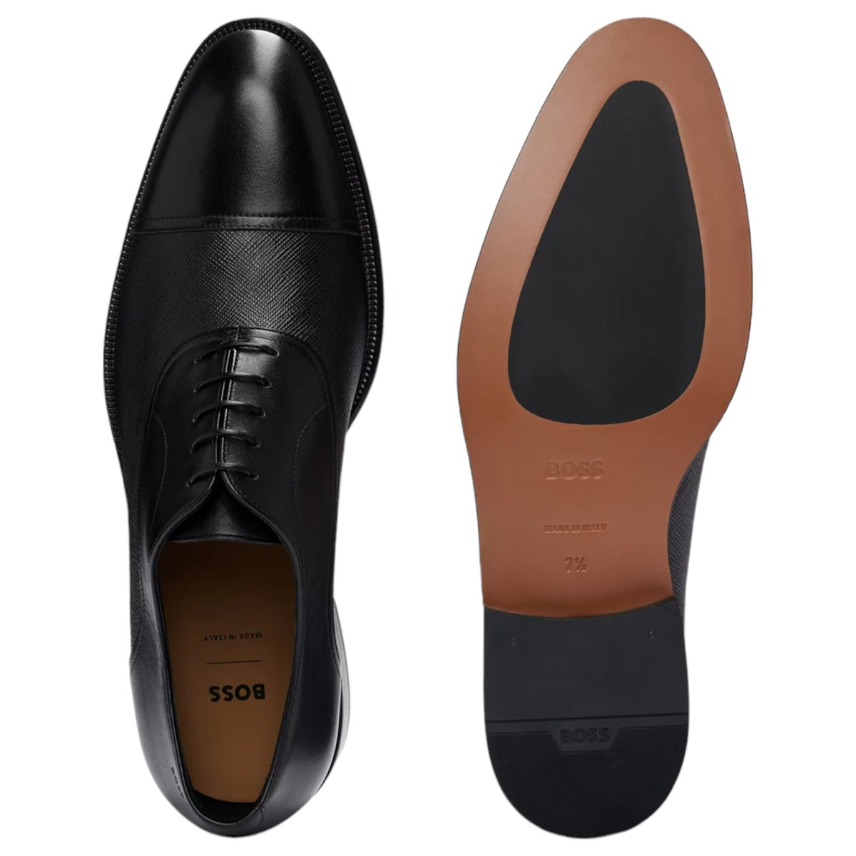 Boss Oxford Shoes In Plain And Saffiano Leather Print  50509295-001