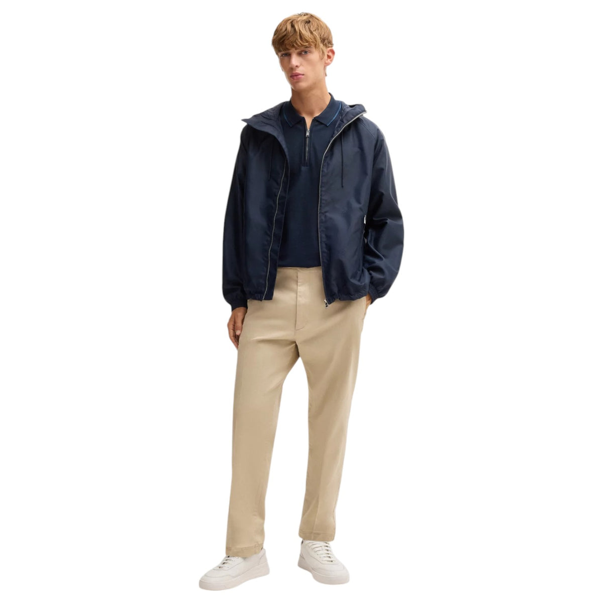 Boss Structured-Cotton Polo Shirt With Zip Placket  50532612