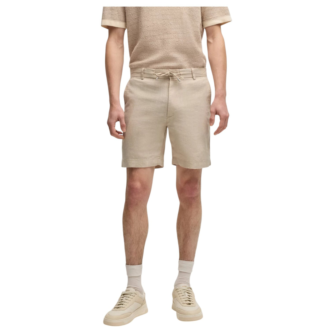 BOSS Regular-Fit Shorts In A Linen Blend With Drawcord