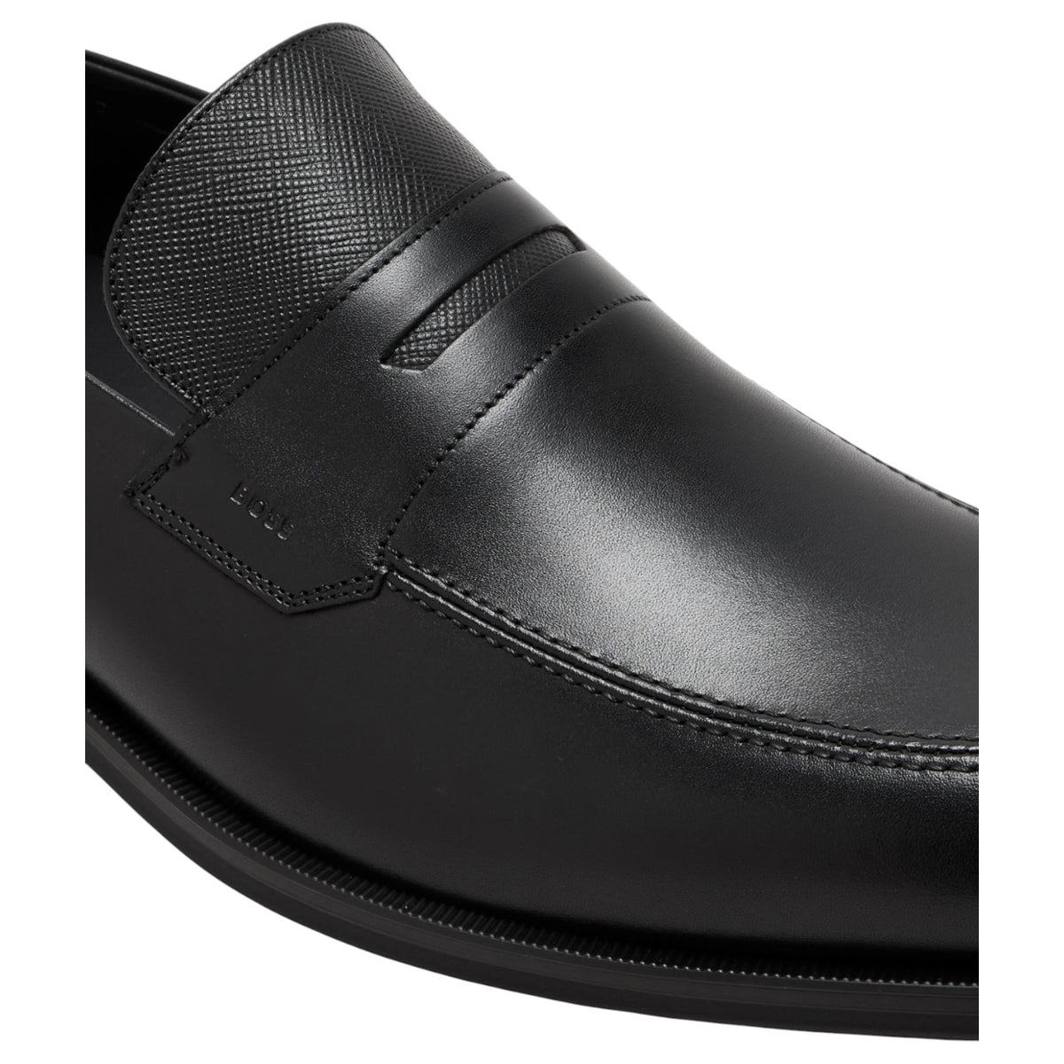 BOSS Leather Loafers With Textured Tongue