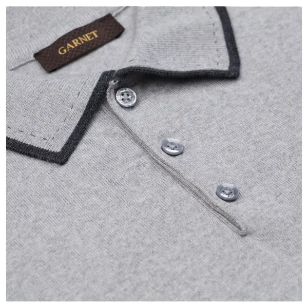 Garnet Wholesale Solid Polo Merino Sweater in Gray  2322018-10 Gray