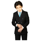 T.O. Boys Black Double Breasted Suit Slim Fit 3822-36DB