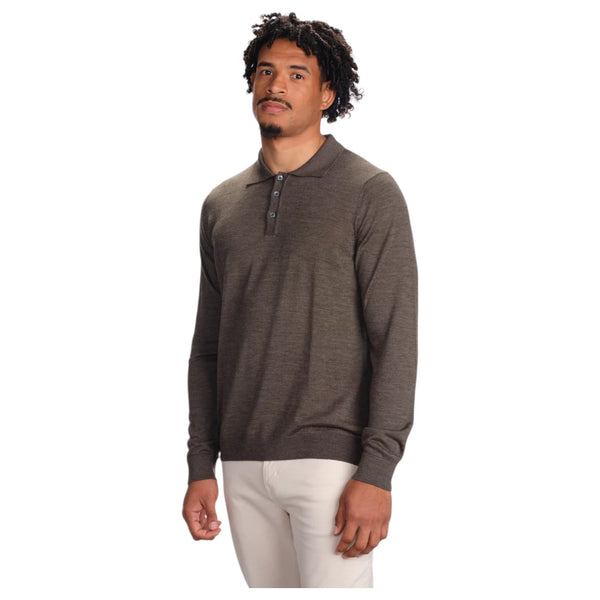 Garnet Long Sleeve Polo Sweater 7002-17 Brown