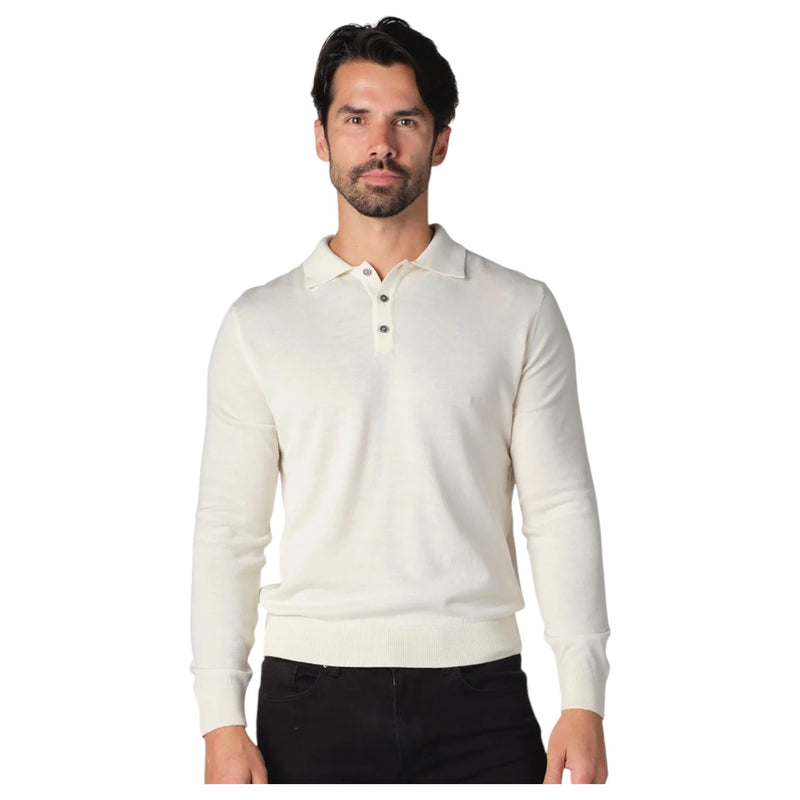 Garnet Long Sleeve Polo Sweater 7002-3 White