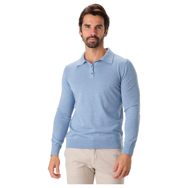 Garnet Long Sleeve Polo Sweater  7002-19 Lake