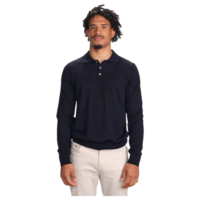 Garnet Long Sleeve Polo Sweater 7002-4 Navy