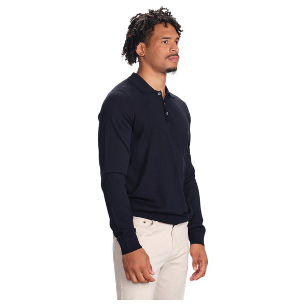 Garnet Long Sleeve Polo Sweater 7002-4 Navy