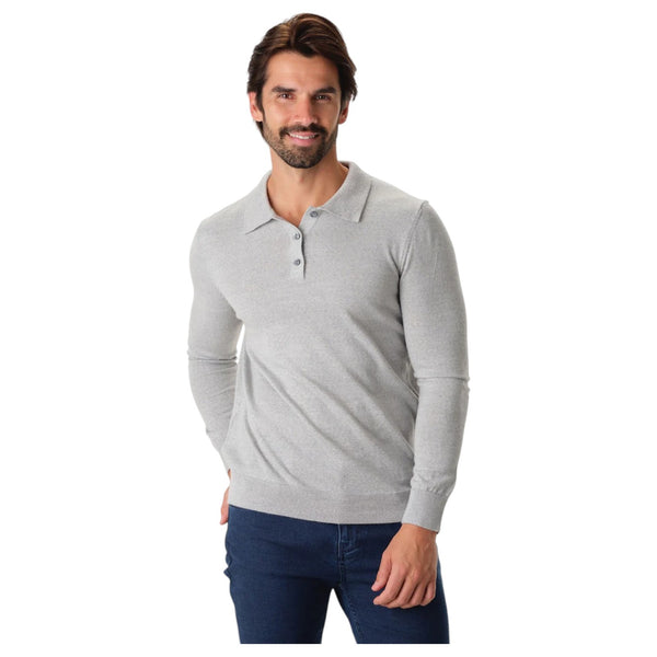 Garnet Long Sleeve Polo Sweater 7002-10 Platinum