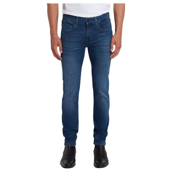 7 For All Mankind Luxe Performance Plus Slimmy Tapered In Mid-Blue  7T028393 Blue