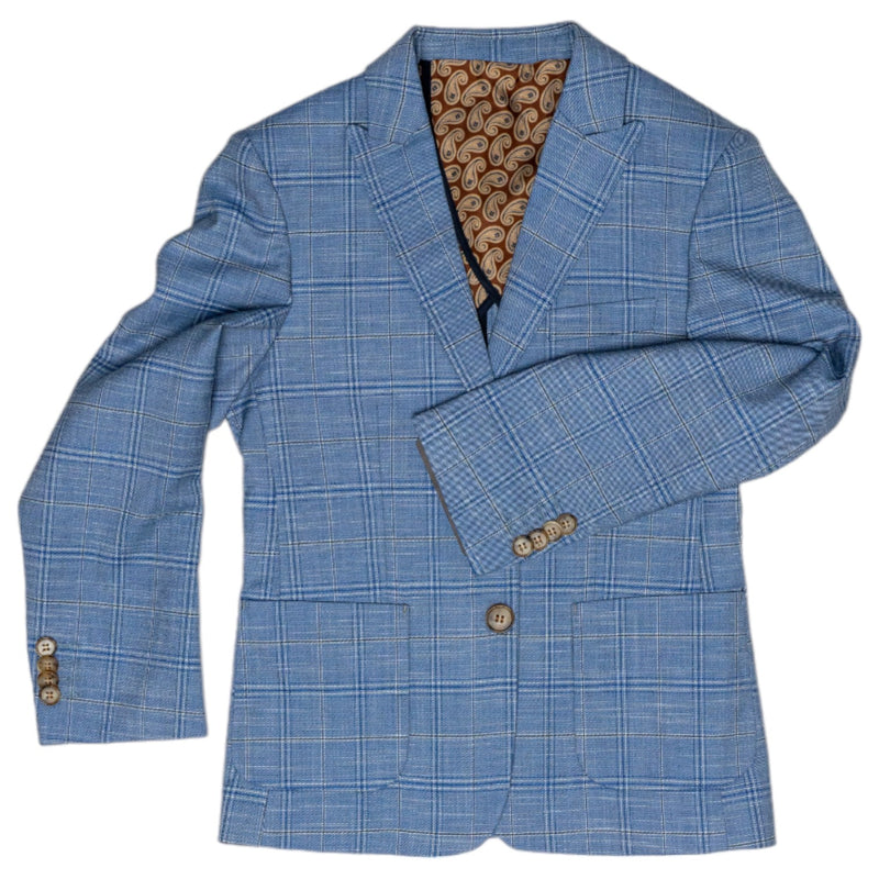 Isaac Mizrahi Boys Plaid Blazer In Blue  BL2651