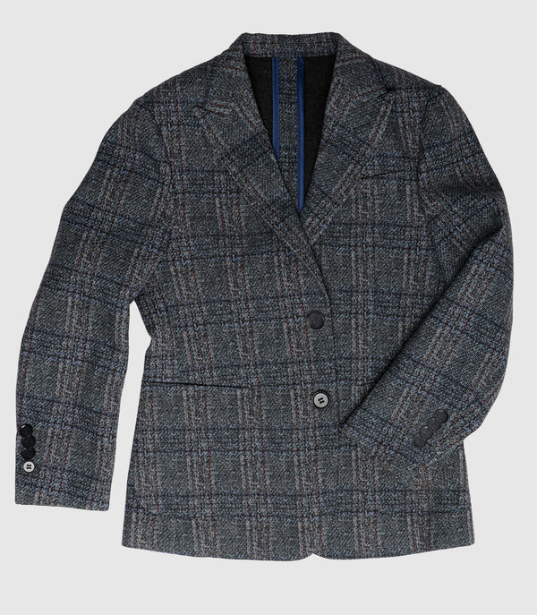 Isaac Mizrahi Boys' Blazer Blue Plaid Slim Fit BL2732
