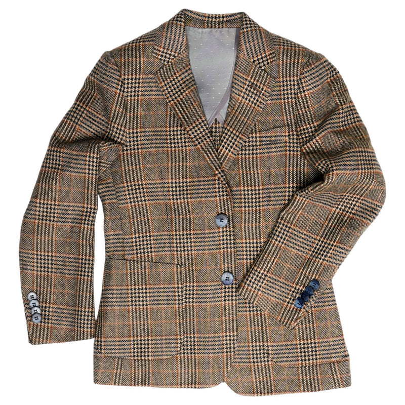 Isaac Mizrahi Boys' Blazer Brown Plaid Slim Fit BL2754