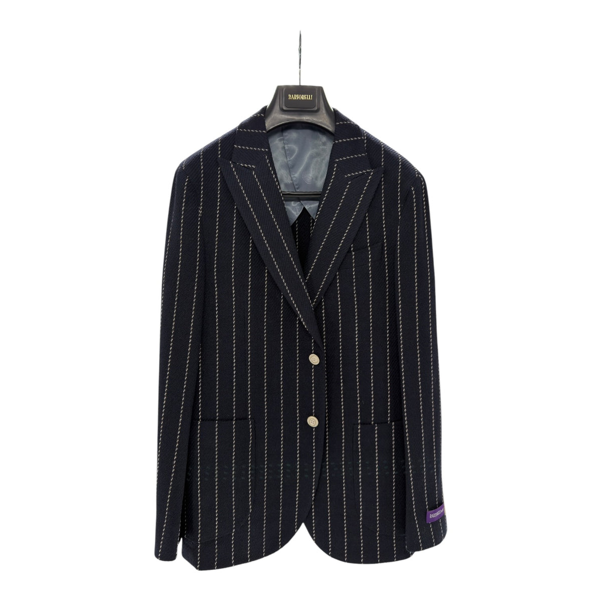 Original Bartorelli navy stitch stripe peak lapel blazer 10016-013-401-0