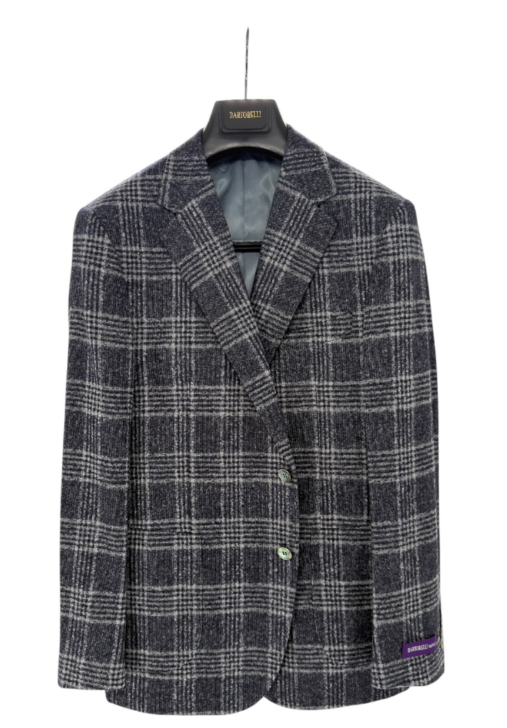 Bartorelli Fusion Navy Plaid blazer style F629-165