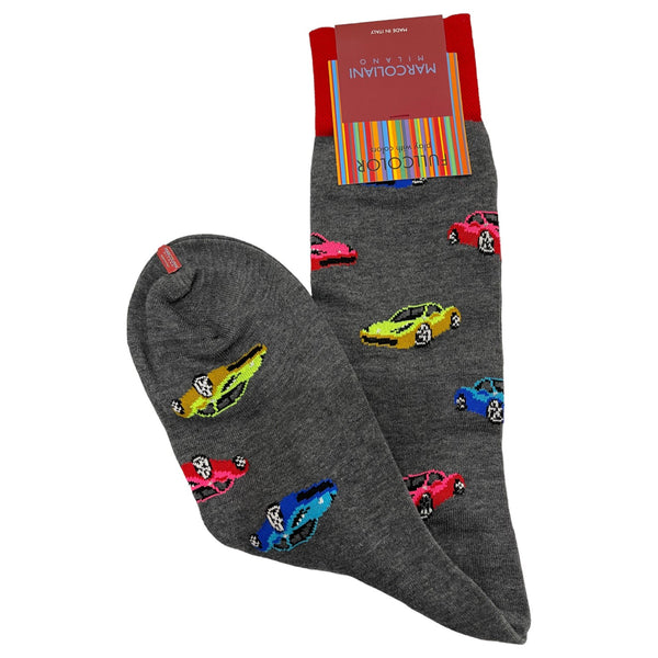 Marcoliani Socks Pima Cotton Maranello Car Pattern  MAR4741T Flannel Grey