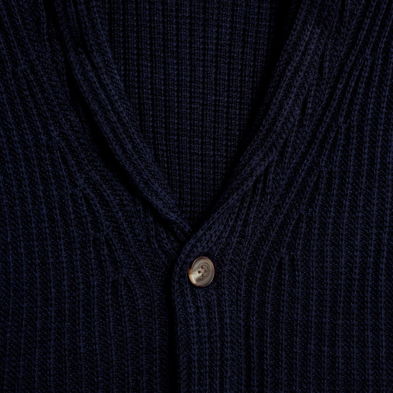 Bugatchi Rib Stitch Knit Cardigan Sweater CH718CS1 Navy