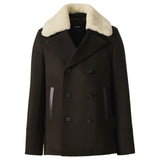 Mackage COLE Wool Double-Breasted Jacket With Shearling Collar
