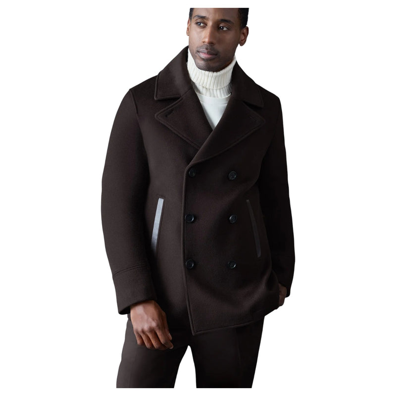 Mackage COLE Wool Double-Breasted Jacket With Shearling Collar
