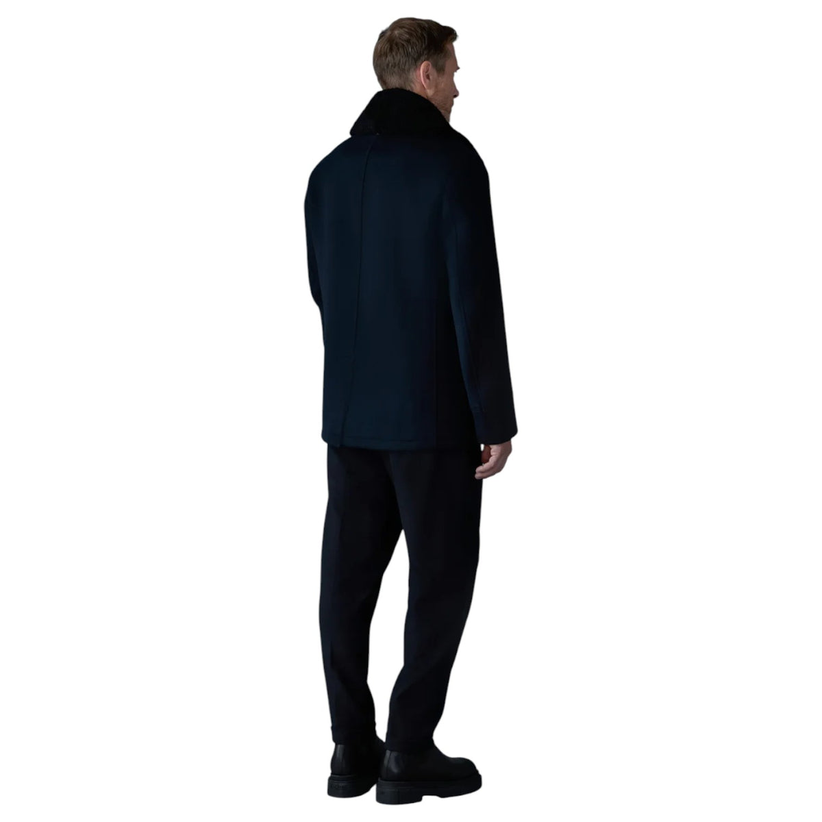 Mackage COLE Wool Double-Breasted Jacket With Shearling Collar