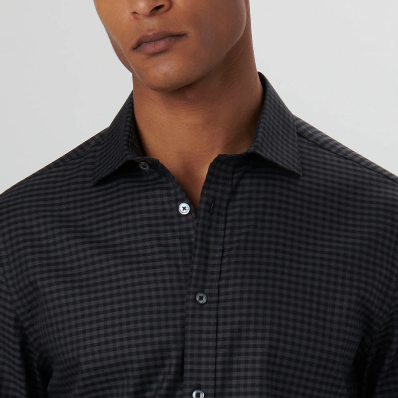 Bugatchi Axel Gingham Check Shirt  CS3041L7S Black