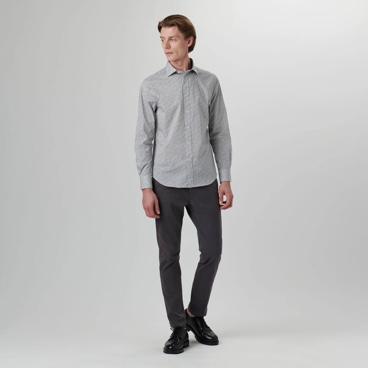 Bugatchi Axel Mosaic Print Shirt - CS3190L7S Cement