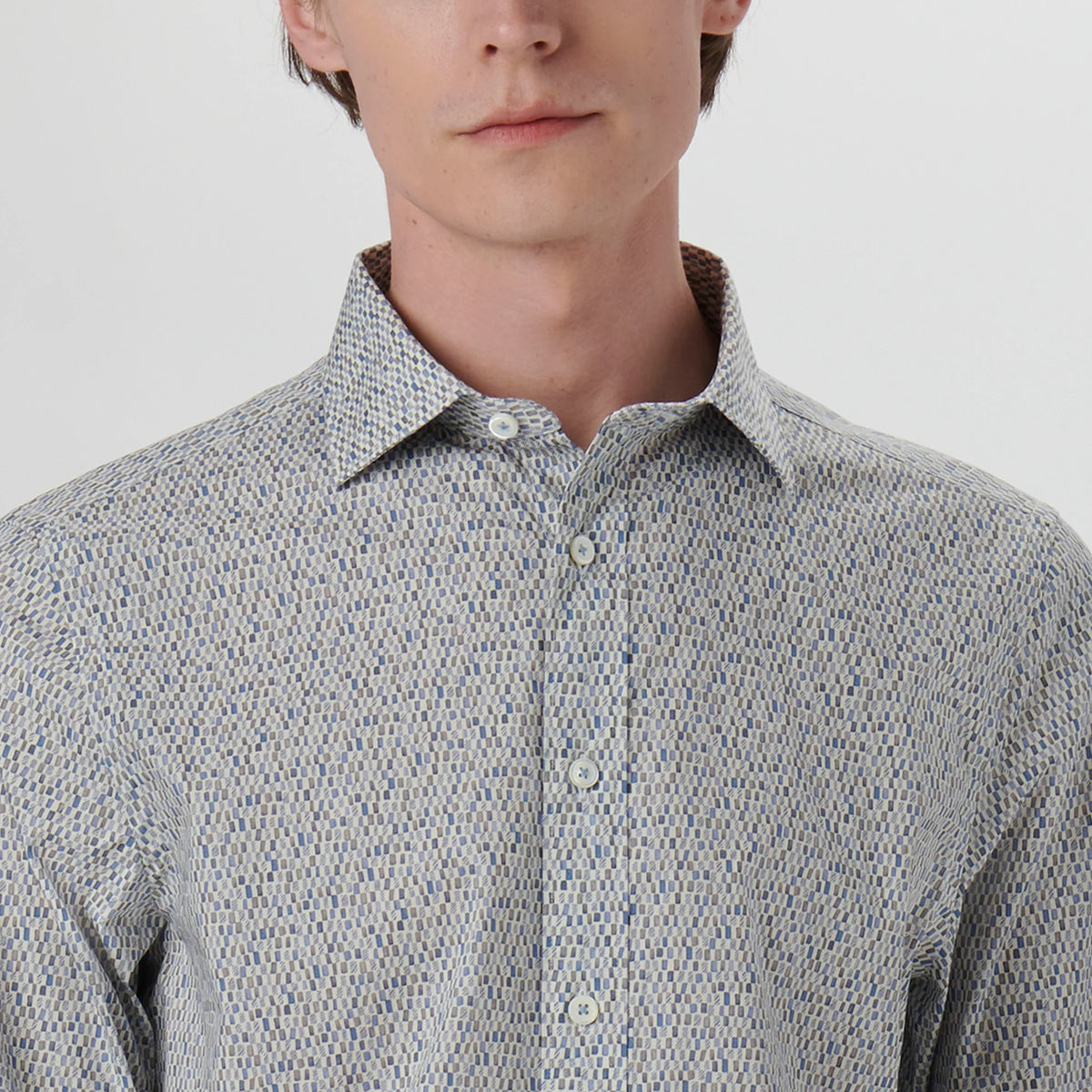 Bugatchi Axel Mosaic Print Shirt - CS3190L7S Cement