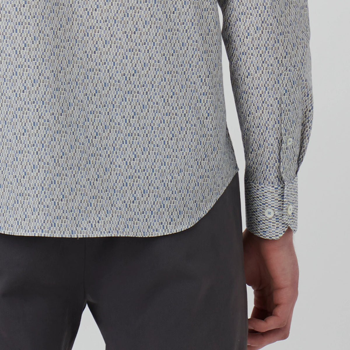 Bugatchi Axel Mosaic Print Shirt - CS3190L7S Cement