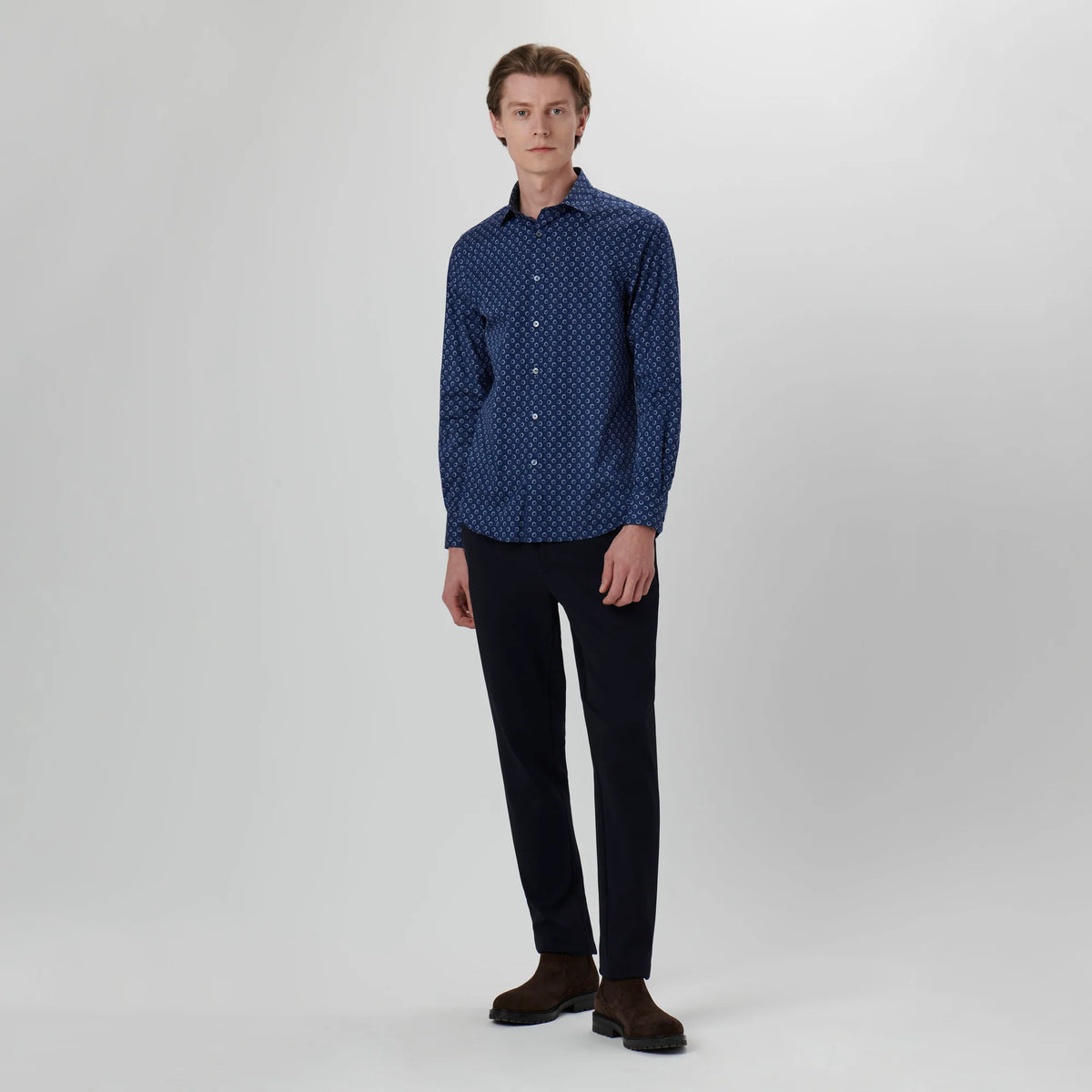 Bugatchi Axel Geometric Shirt  CS3312L7S Navy