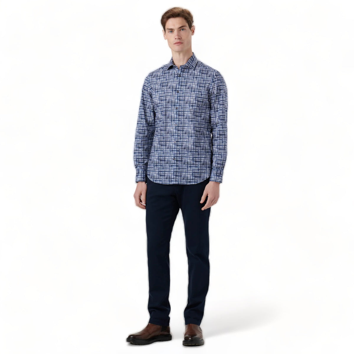 Bugatchi Julian Airbrush Print Shirt  CS3410L4S Baltic