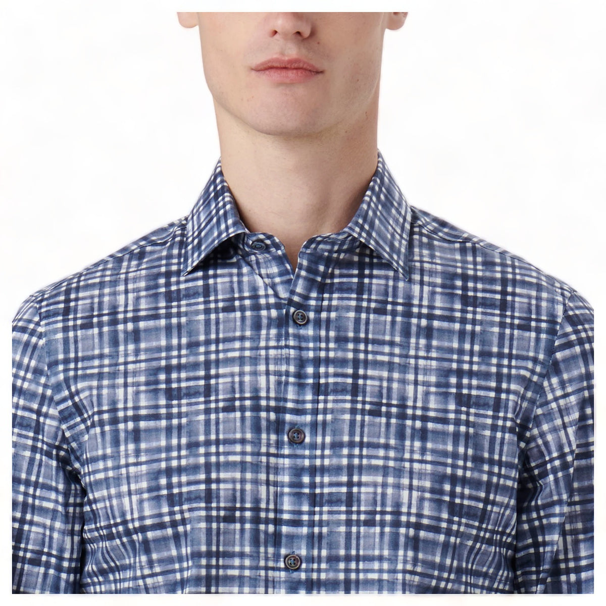 Bugatchi Julian Airbrush Print Shirt  CS3410L4S Baltic