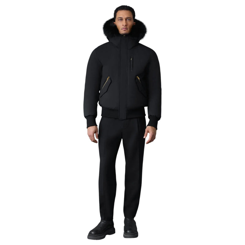 DIXON-BX Black&Gold Zipper 2-in-1 Nordic Tech Down Bomber Black Fur