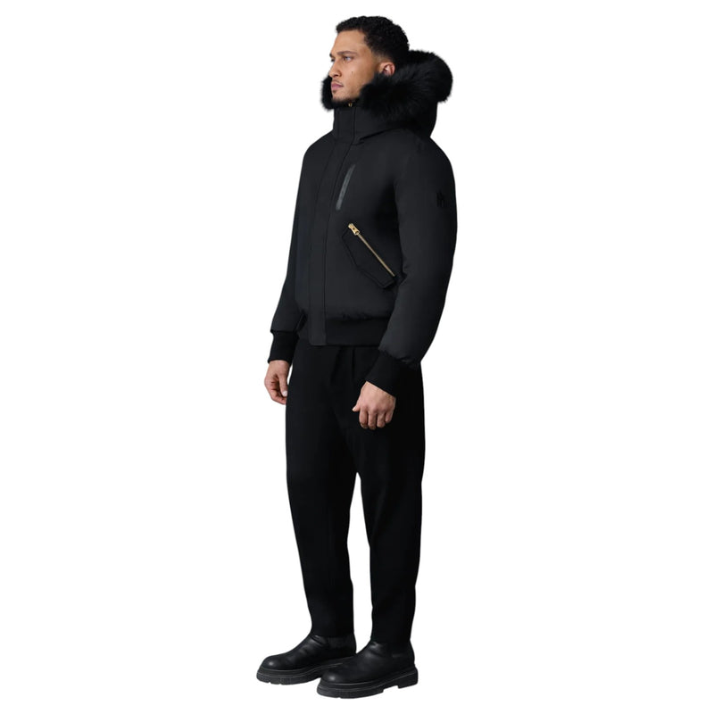 DIXON-BX Black&Gold Zipper 2-in-1 Nordic Tech Down Bomber Black Fur