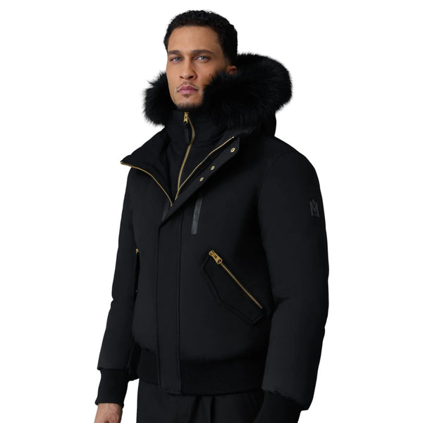 DIXON-BX Black&Gold Zipper 2-in-1 Nordic Tech Down Bomber Black Fur