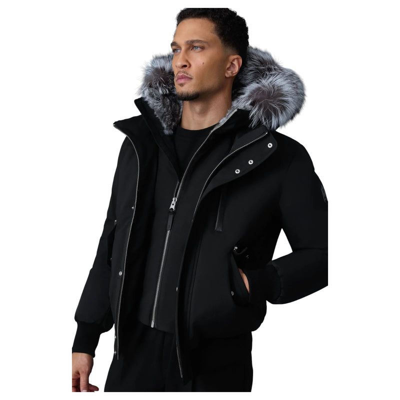 DIXON-X Black/Silver 2-in-1 Nordic Tech Down Bomber With Silver Fox Fur