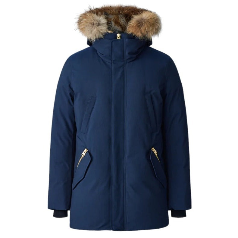 EDWARD 2-in-1 Down Parka With Hooded Bib And Natural Fur For Men Edward-F Navy