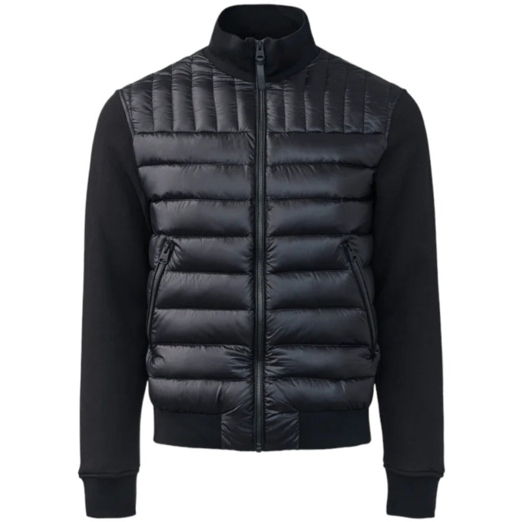 Collin-Z Mackage Mixed Media Bomber Jacket/Cardigan In Black