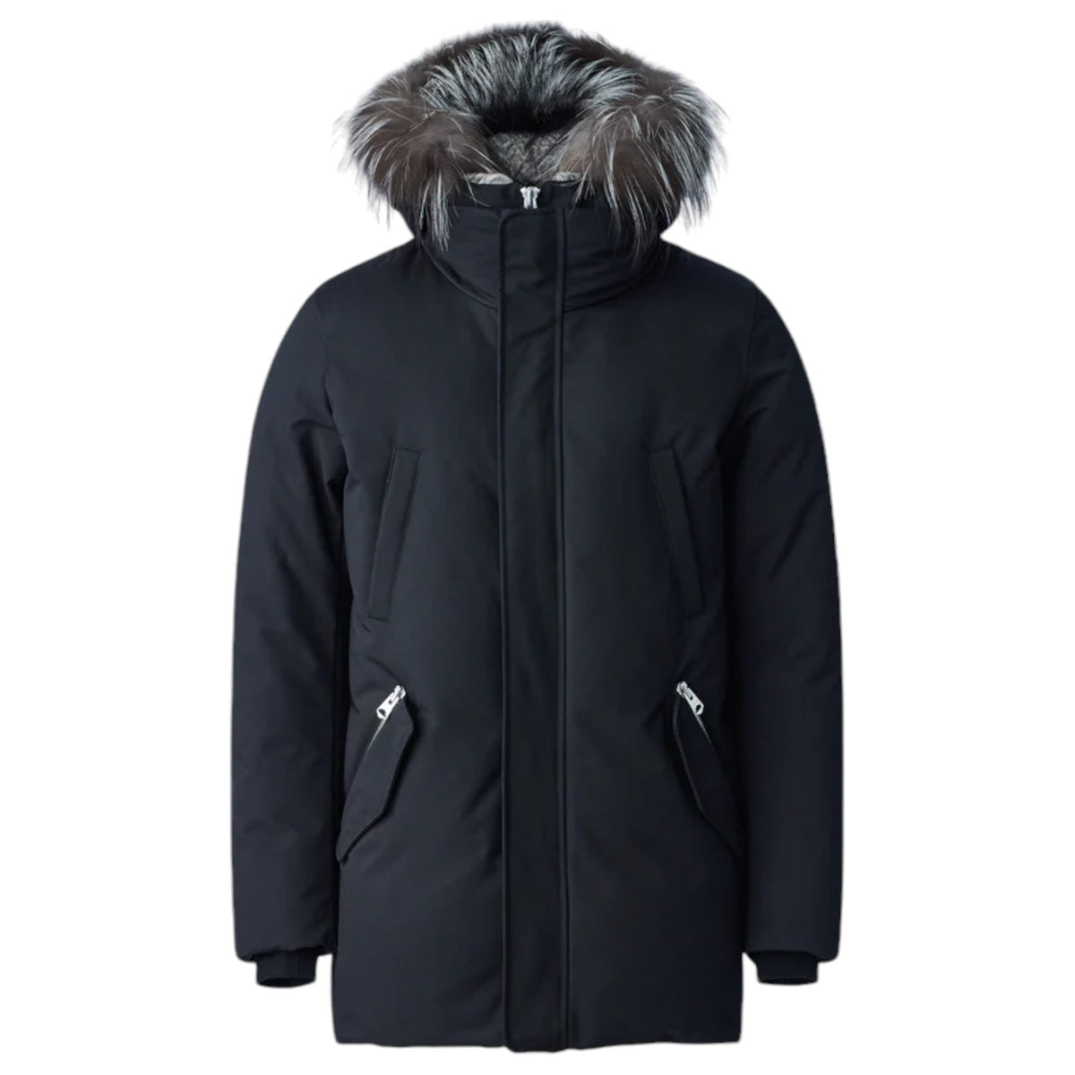 Mackage EDWARD-XZ 2-in-1 Down Parka With Hooded Bib And Silver Fox Fur