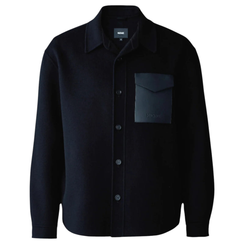 Mackage  Emmanuel Double-face Wool overshirt with leather patch pocket