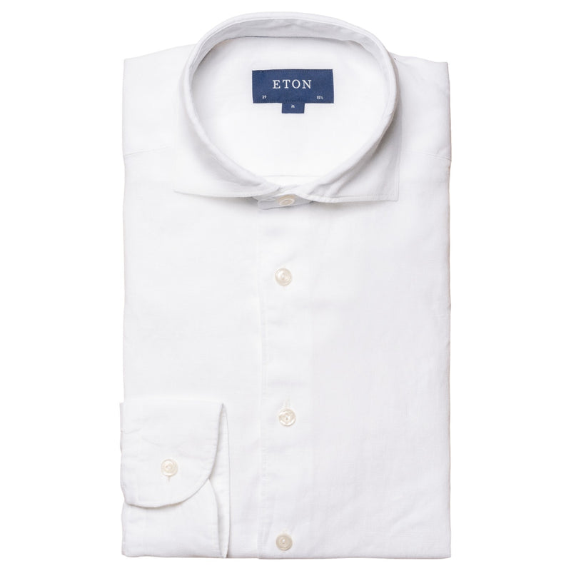 Eton White Linen Shirt-Wide Spread Slim Fit   100004420 00