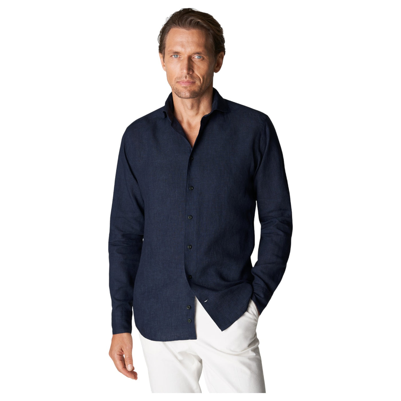 Eton Navy Linen Shirt-Wide Spread Slim Fit 100004420 29 – J&Z Couture