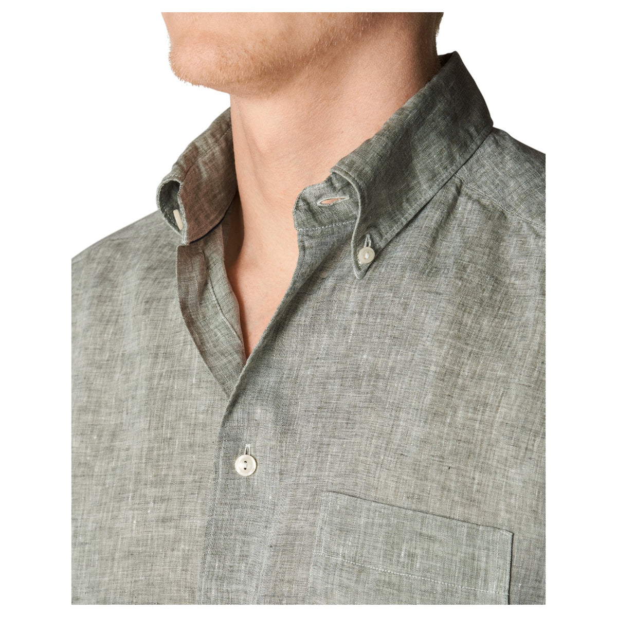 Eton Linen Shirt Button Down Collar In Grey Mélange  100004417 64