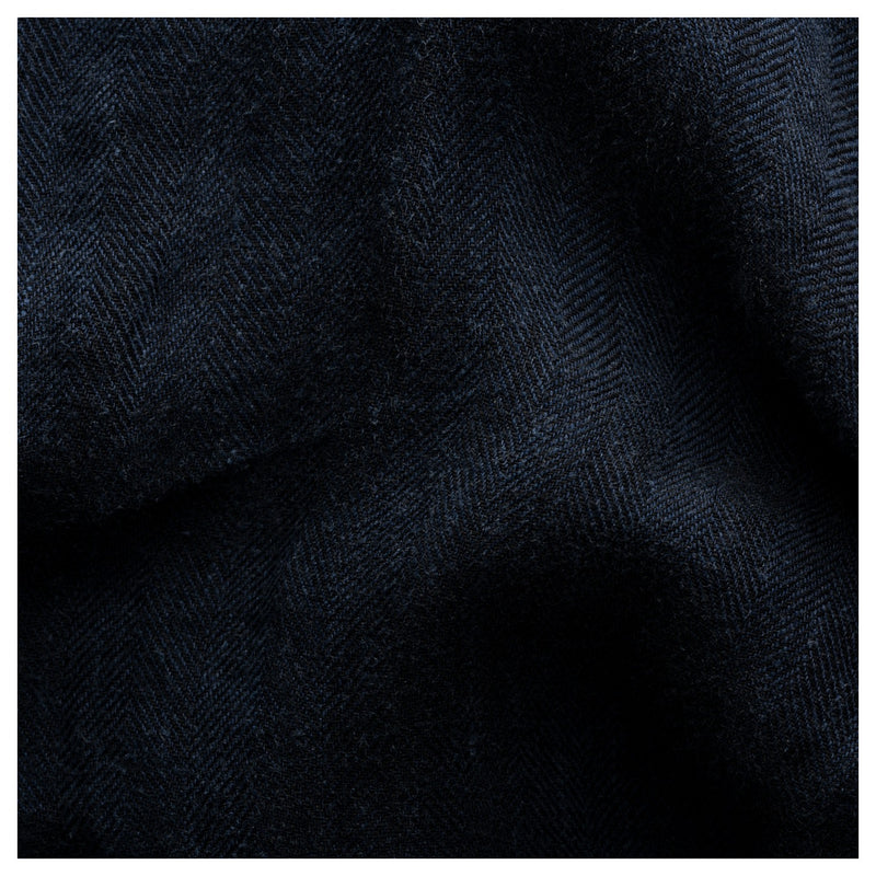 Eton Navy Blue Herringbone Linen Long Sleeve Shirt  100010111 28