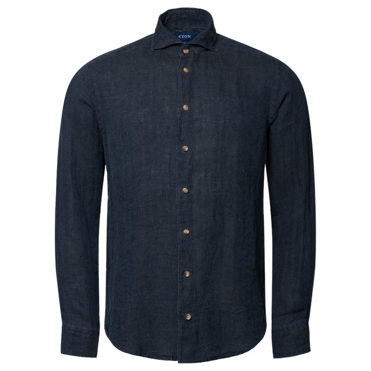 Eton Navy Blue Herringbone Linen Long Sleeve Shirt  100010111 28