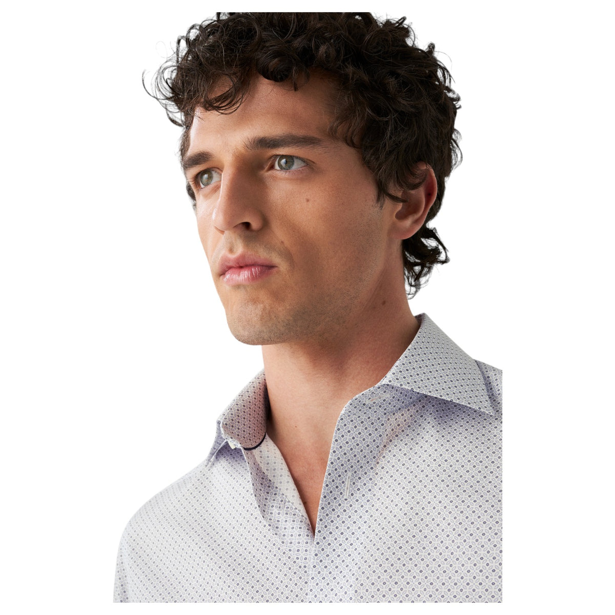 Eton Light Blue Micro Floral Print Signature Poplin Shirt In Slim Fit 100010259 23